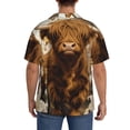 thumbnail image 3 of Fotbe Cow With Butterflies Lilies Camisa Estampada de Manga Corta para Hombre, Casual de Verano, Estilo Playero, Sin Arrugas-Large, 3 of 5