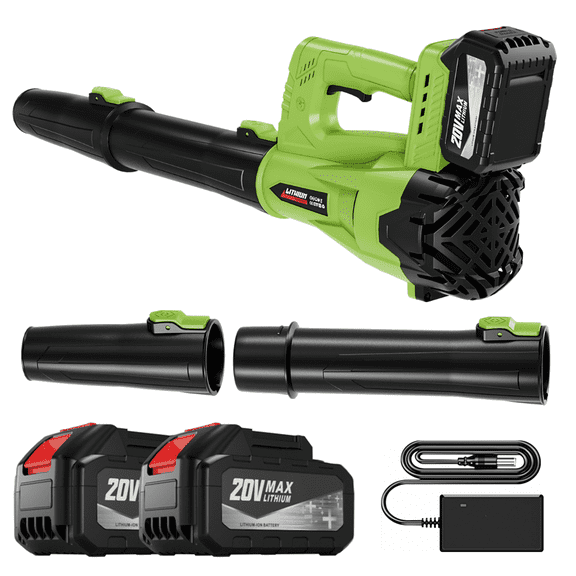 Green Cordless Leaf Blower：580CFM-2*4000mAh batteries
