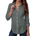 thumbnail image 2 of vigerkar Womens Dress Shirts Long Sleeve Button Down Shirt Business Casual Blouse Office Work Tops (Grey, L), 2 of 5
