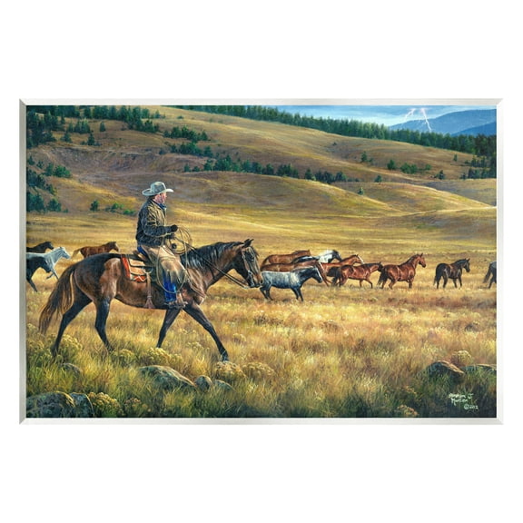 Stupell Industries Equestrian Horse Landscape Animals & Insects Painting Unframed Art Print Wall Art, 15 x 10