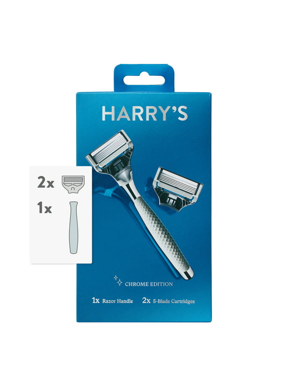 Harry's Men's Razor: Chrome Edition Handle & 2 Count Razor Blade Cartridges