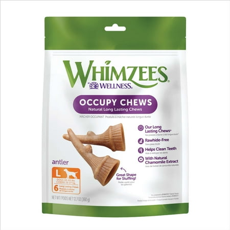 UPC: 0810037580075 | WHIMZEES Large Dental Dog Treats  Occupy Antler Dental Chews  Value Bag  6 Count