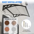 thumbnail image 2 of 32"x120" Window Awning Door Canopy, ABS Bracket & Polycarbonate Hollow Sunboard, Brown & Black Outdoor Rain Snow UV Protection Cover for Front Door, Window, Patio, Balcony, 2 of 8