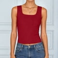 thumbnail image 2 of enyan Racerback Tank Tops for Women Womens Tank Tops with Built in Bras Summer Square Neck Sleeveless Shirts Ribbed Fitted Basic Casual Tops,Red,XL, 2 of 7