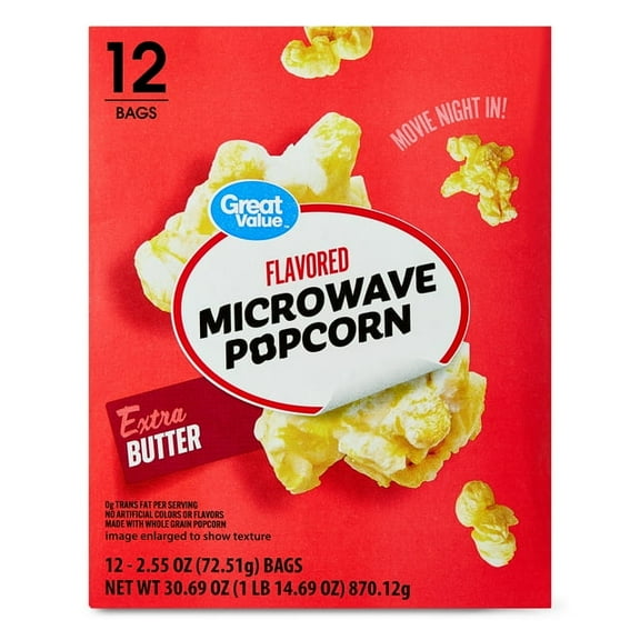 Extra Butter Flavored Microwave Popcorn, 2.55 oz, 12 Count