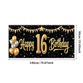thumbnail image 3 of Yatrandify Golden Balloons Happy Birthday Party Banner Decorative Flag for Sweet 16 Indoor Event Celebration, 3 of 8