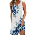 thumbnail image 2 of Uaswgudfs Sleeveless V-Neck Midi Dress for Women - Leaf Print Summer Casual Sundress with Side Split & Lightweight Flowy Fabric, 2 of 6