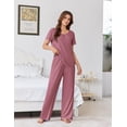 thumbnail image 2 of Ekouaer Womens Pajama Sets Viscose from bamboo Lounge Set Soft Pajamas for Women Set Short Sleeve and Long Pants Sleepwear, 2 of 6