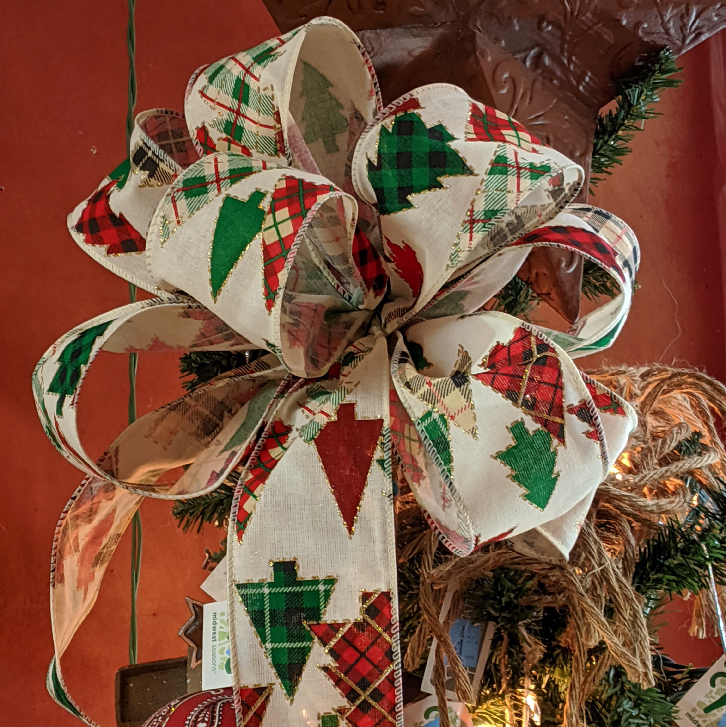 Ribbon Traditions Buffalo Plaid Christmas Trees Wired Ribbon 2 1/2" By 10 Yards