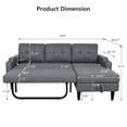 thumbnail image 4 of Lecut L Shaped Sofa Couch with Pull Out Bed Sleeper Sofa Sectional for Living Room Comfy Linen Fabric Tufted Pull Out Couch with Storage Chaise Cup Holders 75" Grey, 4 of 9