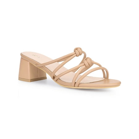 Perphy Pointed Toe Double Knotted Block Heel Slide Sandals for Women