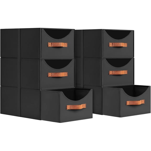 Stackable Collapsible Fabric Storage Drawers with Pull-Out Organizer Bins, 6 Pack Small Closet Organizer for Bedroom, Living Room, Dorm, Black