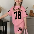 thumbnail image 2 of Ruiwill Big Girls Outfit Set Size 9-10 Years Letter Print Short Sleeve Crewneck Tops With Shorts Set Summer School Casual Soft Girls Outfit Red, 2 of 4
