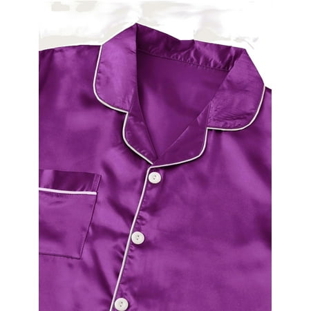 

Purple Elegant Lapel Short Sets Short Sleeve Women s Plus Size Pajama Sets