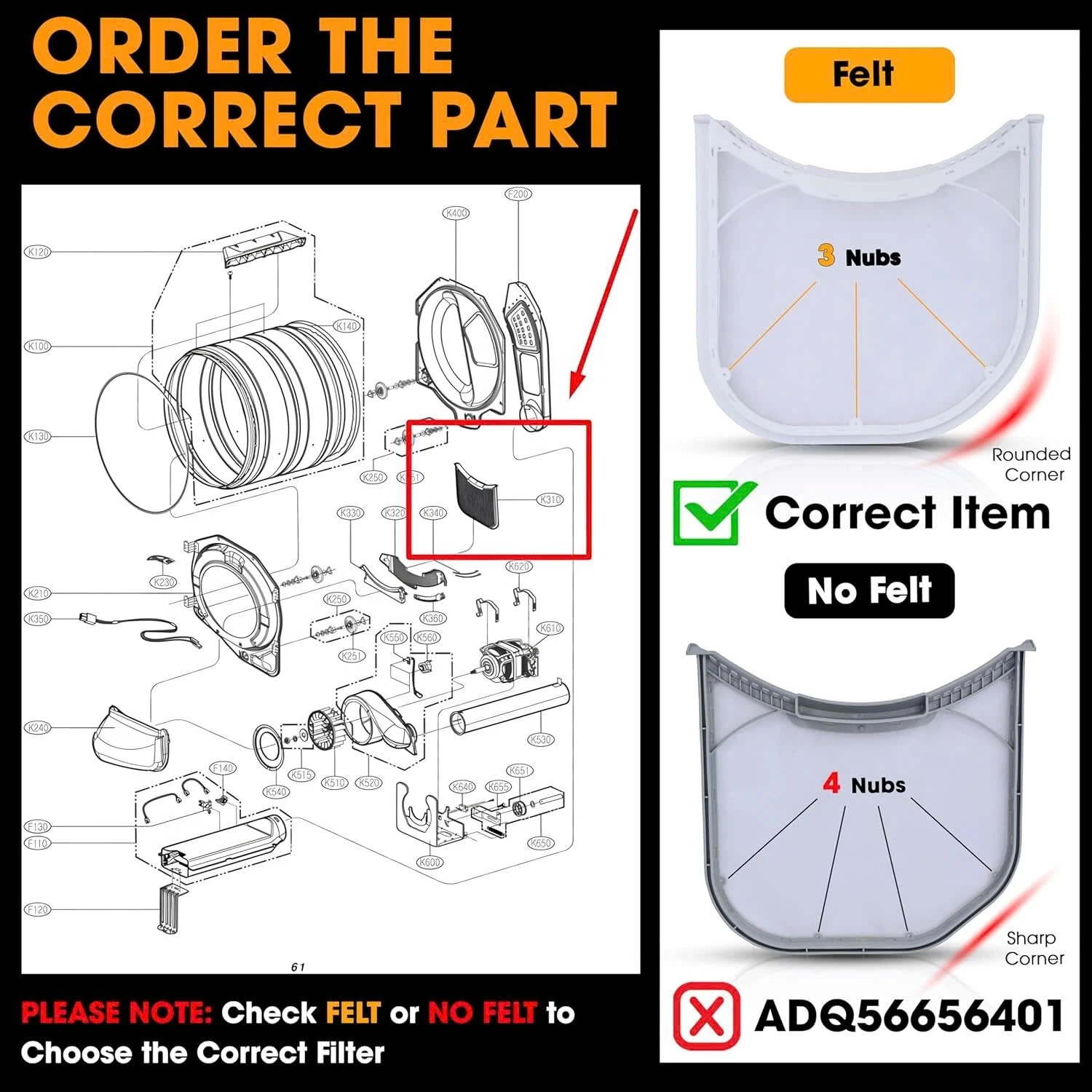 DLE3733W DLE5932W DLE8377NM DLEX7177RM Dryer Lint Filter Screen Trap Replaces For LG