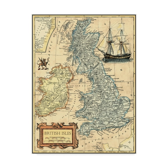 Trademark Fine Art 'British Isles Map' Canvas Art by Vision Studio