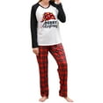 thumbnail image 2 of Christmas Family Pajamas Matching Set, Long Sleeve Letters Print T-shirt with Plaid Pants Sleepwear Loungewear, 2 of 4