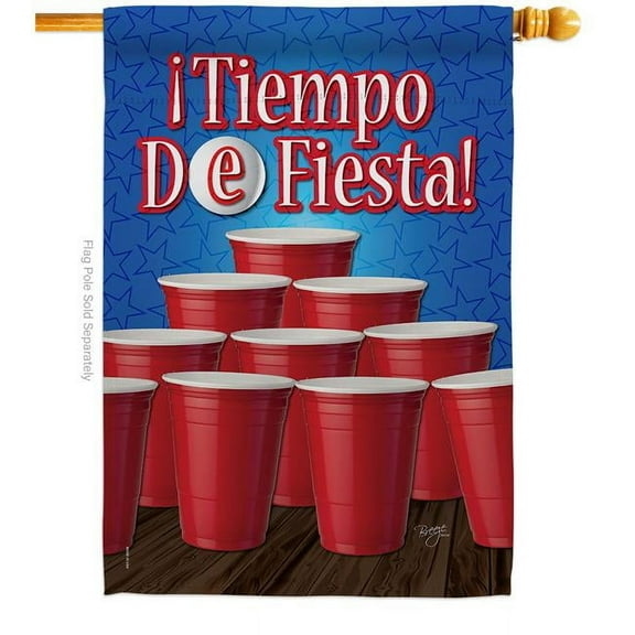 Breeze Decor H120031-BO Tiempo de Fiesta Celebration Party Double-Sided Garden Decorative House Flag, Multi Color
