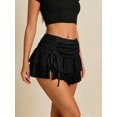 thumbnail image 5 of Womens Mini Skirt Lace Floral Tiered Ruffle Low Waist Side Drawstring Going Out Cake Skirts, 5 of 9