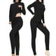 thumbnail image 2 of Gibobby Ropa interior deportiva Conjunto de ropa interior térmica de manga larga con cuello medio para mujer, de doble , , cálido, de Color sólido, parte inferior delgada（Negro， L), 2 of 5