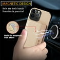 thumbnail image 5 of SaniMore for iPhone 14 Pro (6.1" 2022) Case, PU Leather Carbon Fibre Pattern, Flip Wallet Card Slots RFID Blocking Magnetic Car Mount Shockproof Anti-fall Protective Shell, Khaki, 5 of 8