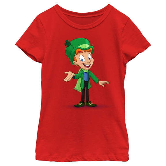 Girl's Lucky Charms Mascot Portrait Graphic Tee Red Small