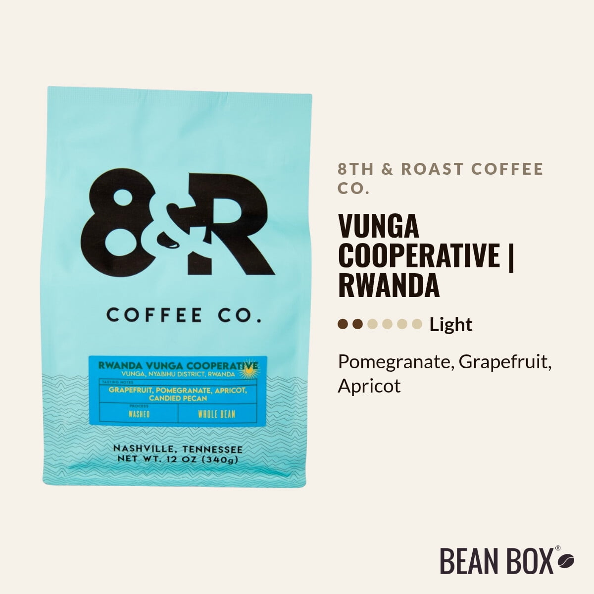 Vunga Cooperative Rwanda - Roasted by 8th & Roast Coffee Co. - Whole Bean Coffee - 2lb Bag