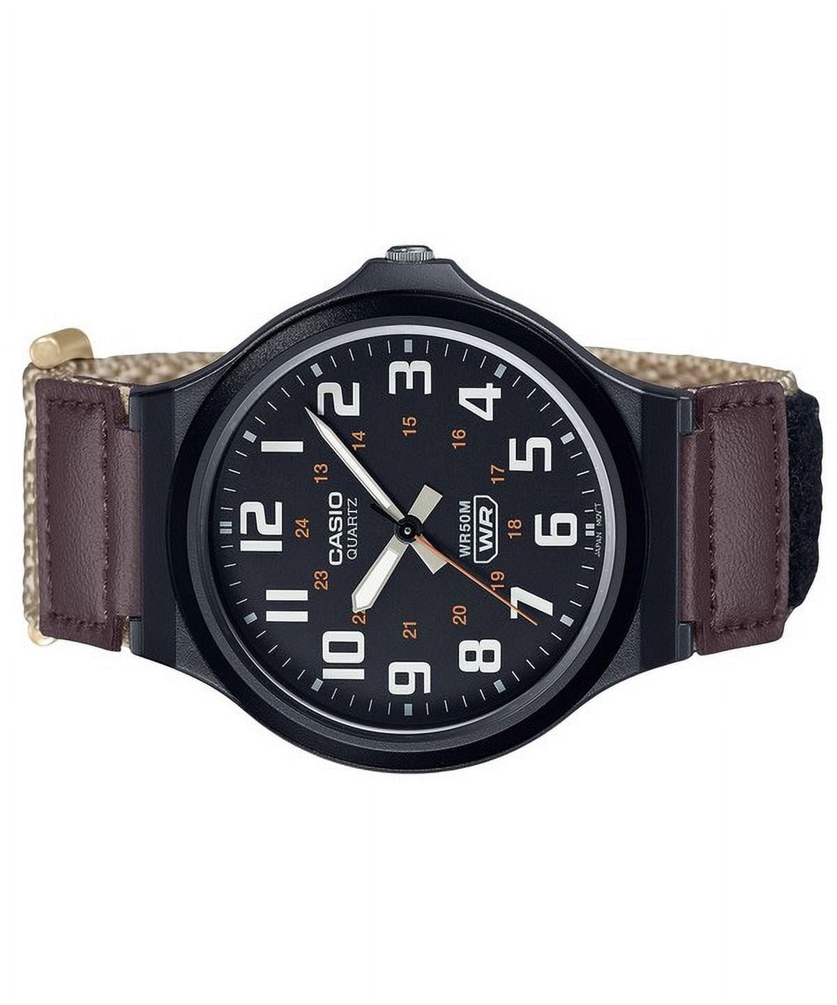 Casio Men's Cloth Strap Analog Wristwatch, Black, MW-240B-5BV