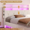 thumbnail image 5 of Afuhokles Queen Bed Frame with Headboard Storage and LED Lights, Platform Bed Frame with Charging Station, Velvet Upholstered Bed with Adjustable Headboard, White, 5 of 6