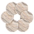 thumbnail image 2 of Haosy Set of 6 Drink Woven Coaster with Holder Heat Resistant Non-Slip Bar Coasters 4 Inches Soft Pink Gold White Marble, 2 of 7