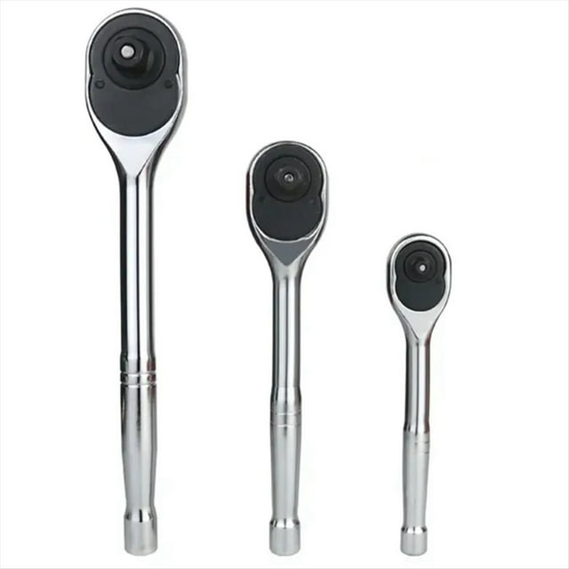 Llave de Trinquete de 24 Dientes, de Liberación Rápida, de 1/4 Pulgadas, 3/8 Pulgadas y 1/2 Pulgadas, con Dado para Tuercas Automotrices y Accionamiento Reversible.