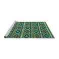 thumbnail image 2 of Ahgly Company Machine Washable Indoor Round Oriental Turquoise Blue Traditional Area Rugs, 5' Round, 2 of 4