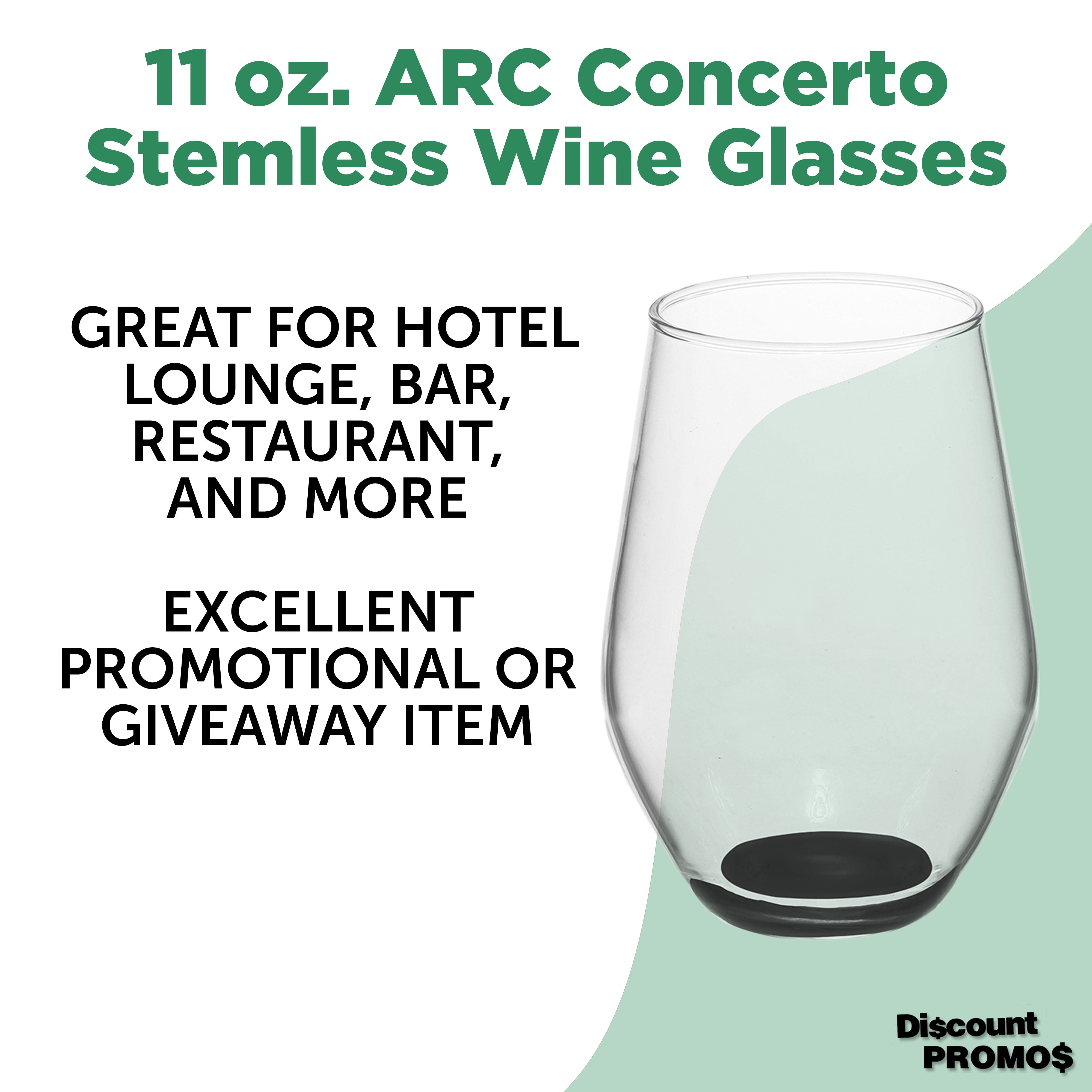 Concerto Stemless Wine Glasses 11 oz. Set of 12, Bulk Pack - Restaurant Glassware, Perfect for Red Wine, White Wine or Cocktails - Black