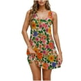 thumbnail image 2 of JTZGDY Dresses for Women Girls Cute Summer Floral Pattern Print Sleeveless Scoop Neck Tank Dress Loose Flowy Beach Sundress with Pockets Yellow XL, 2 of 8