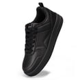 thumbnail image 3 of LUCKY STEP Fashion Faux Leather Sneakers Low Top Lace Up Walking Shoes,All black,Womens, 3 of 6
