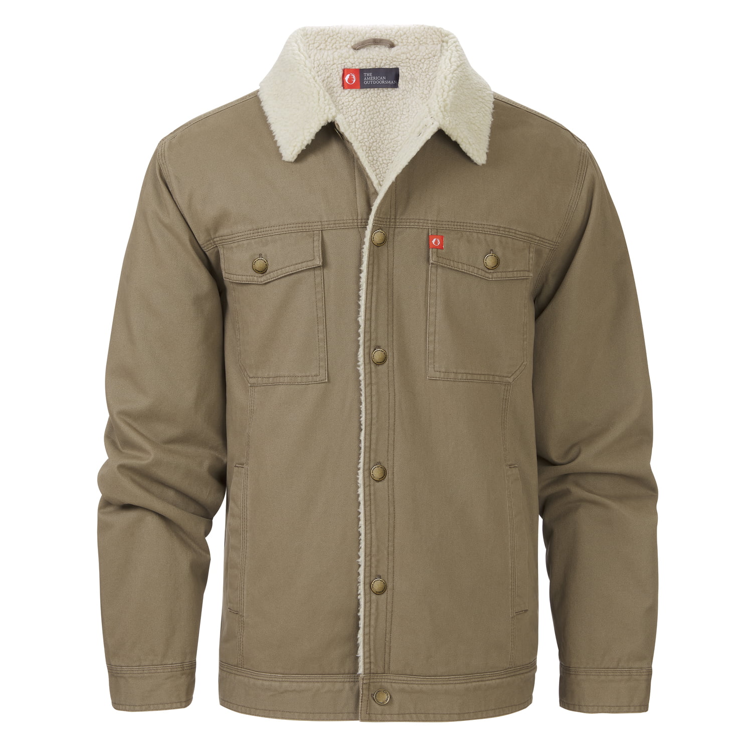 The American Outdoorsman Sherpa Lined Canvas Trucker Jacket (Driftwood ...