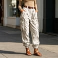 thumbnail image 5 of Luvior Women‘s High Waist Wide Leg Cargo Pants – Non-Stretch Loose Fit Casual Trousers with Multiple Pockets Comfortable Everyday Wear BeigeB M, 5 of 6