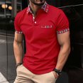 thumbnail image 2 of WTXUE Polos Short Sleeve, Lapel Golf Shirts for Men Spring Summer Casual Buttons Lapel T Shirt Tops Solid | Workwear for Men Red S, 2 of 5