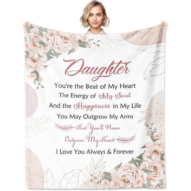 LHSHID Flannel Throw Blanket Polyester Daughter Gifts Year Round Use Creative Gift for Daughter from Mom or Dad Birthday Graduation Christmas 50"x60"