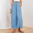 thumbnail image 5 of cFmduc Women's Baggy Pants Flowy Casual Wide Leg Pants Elastic Drawstring High Waisted Skirt Pants Comfy Trousers, 5 of 8