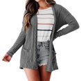 thumbnail image 3 of Top de manga larga para mujer, transpirable, holgado, cómodo, a la moda, para oficina, citas, trabajo, compras al aire libre, hogar, gris, M, 3 of 6