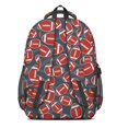 thumbnail image 3 of Football Icon Darkblue Pattern Backpack for School, Cute School Bag with Adjustable Shoulder Straps and Padded Back, 16.9"x12.6"x5.9", 3 of 5