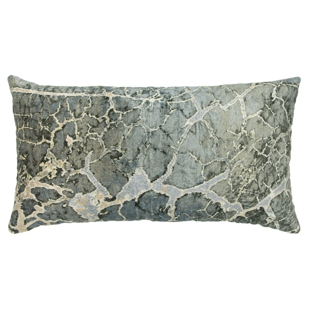 Rizzy Home Decorative Down Filled Throw Pillow Abstract 14"X26" Gray