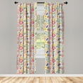 thumbnail image 3 of Ambesonne Colorful Curtains, Summer Nature Doodle, Pair of 28"x84", Multicolor, 3 of 5