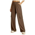 thumbnail image 2 of Womens Medium Waist Baggy Elastic Waist Sweatpants Casual Fleece Long Pants with Pockets Gyujnb,Size:M, 2 of 5