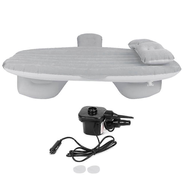 Car PVC Inflatable Bed Back Seat Mattress Rest Sleep Travel Camping Airbed with Air Pump Silver