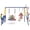 Blue, variant on CZBZ Metal & Plastic Treehouse Swing Set with Slide, Belt Swings & Canopy, Safe & Portable Outdoor Playground for Kids Ages 3-8