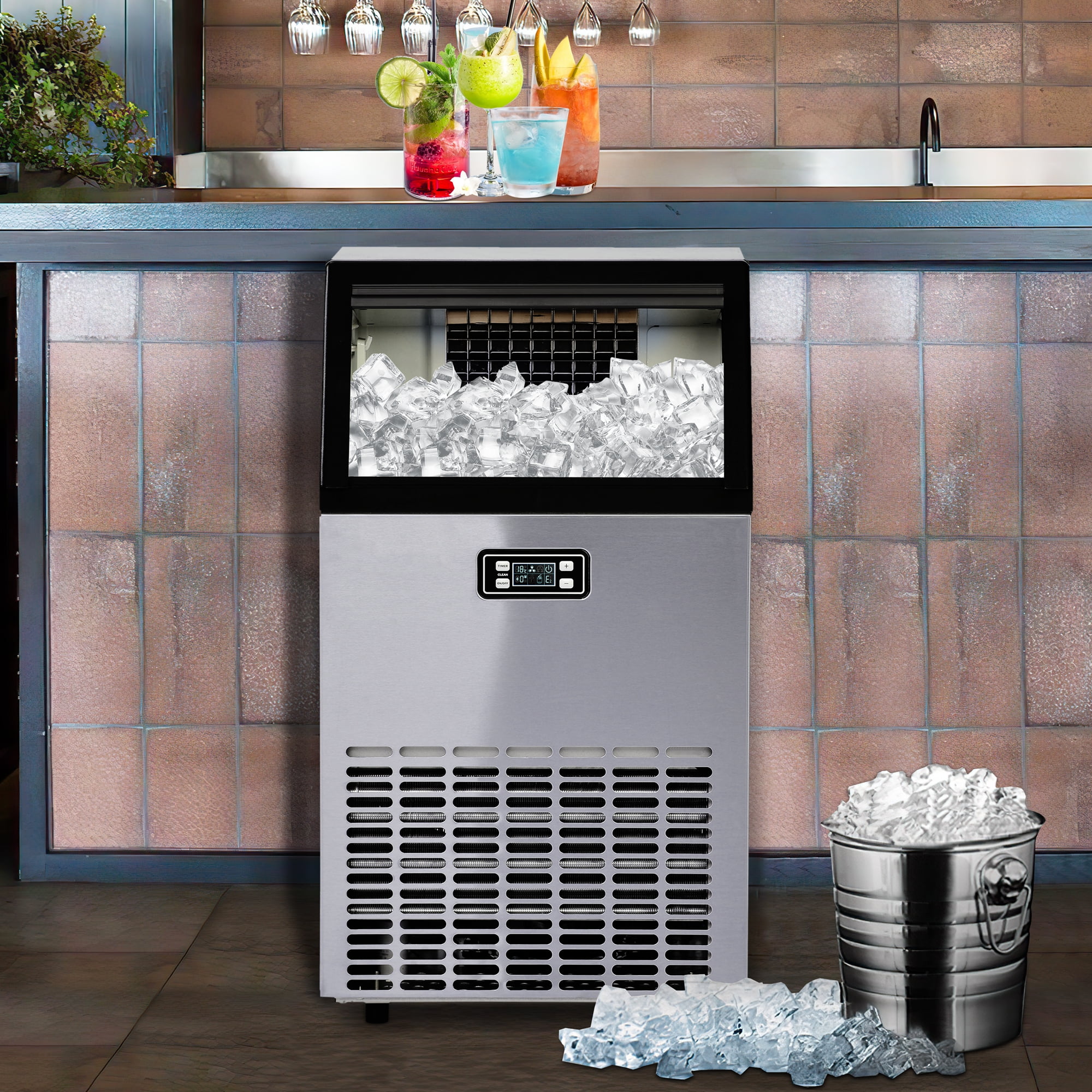 68KG Ice Maker Commercial 100lbs/24H Ice Maker Machine, Stainless Steel  Under Counter ice Machine with 33lbs Ice Storage - AliExpress
