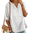 thumbnail image 6 of Embroidered Tops For Women Womens Summer Tops Peasant Tops For Women Chinese Frog Casual Blouses Cotton Boho Tops Gauze Shirts For Women Chinese Style Tops For Women Flowy Tops For Women White2 XL, 6 of 9