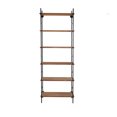 thumbnail image 6 of DecMode 33" x 87" Brown Wood Rectangular 6-Tier Shelving Unit with Black Metal Ladder Frames, 1-Piece, 6 of 9